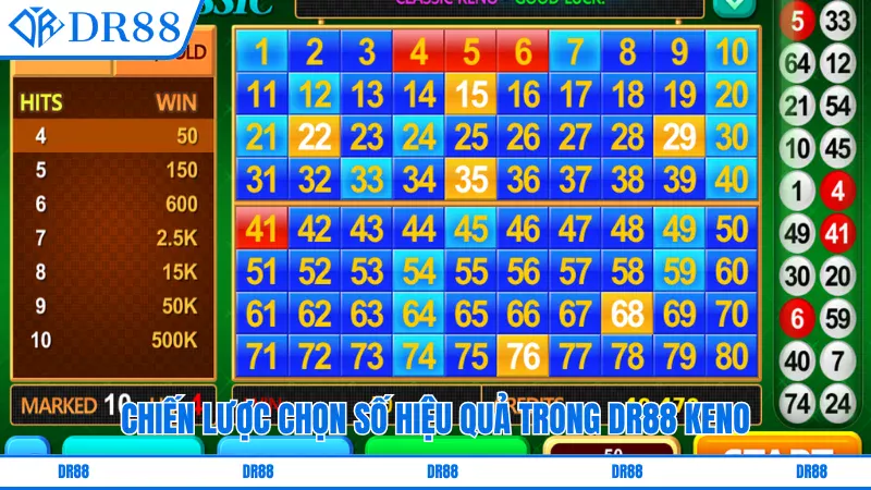 Chiến lược chọn số hiệu quả trong DR88 Keno