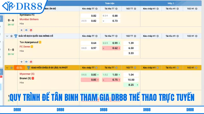 Quy trình để tân binh tham gia DR88 thể thao trực tuyến